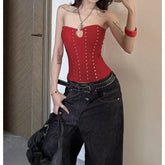Studded Corset Tube Top