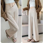 Mid Rise Plain Wide Leg Pants