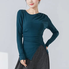Long-Sleeve Round Neck Plain Dance T-Shirt