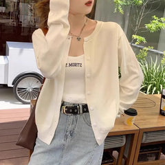 Round Neck Plain Button Up Cardigan