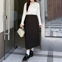 High Waist Plain Maxi A-Line Skirt