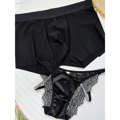 Couple Matching Set: Lace Panel Bikini Panty + Boxer Brief