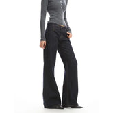 Low Rise Asymmetrical Washed Studded Wide Leg Jeans