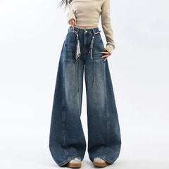 High Waist Washed Baggy Jeans