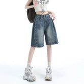 Mid Waist Washed Jorts