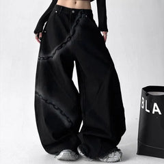Low Rise Washed Barrel Leg Baggy Jeans