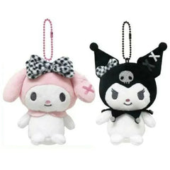 Sanrio Kuromi / My Melody Gingham Check Series Plush Mascot Bag Charm