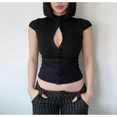 Cap Sleeve Plain Corset Crop Top