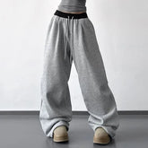 Drawstring Waist Two Tone Baggy Sweatpants
