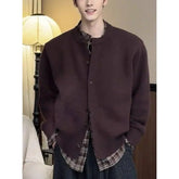 Collared Plaid Mock Two Piece Cardigan
