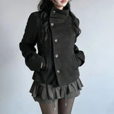 Stand Collar Plain Single Breasted Coat