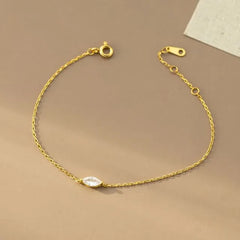 925 Sterling Silver Rhinestone Chain Bracelet