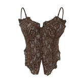 Lace Button-Up Crop Corset Top