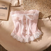 Strapless Lace Trim Corset Top