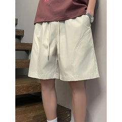 Drawstring Waist Plain Wide Leg Shorts