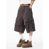 Mid Rise Plain Cargo Shorts