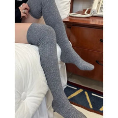 Plain Over The Knee Ribbed Socks