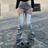 High Waist Washed Flared Jeans