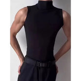 Sleeveless Mock Neck Plain Tank Top