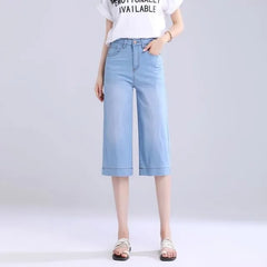 Mid Rise Washed Wide Leg Jorts