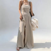 Spaghetti Strap Plain Wide Leg Jumpsuit