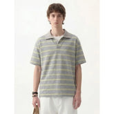 Striped Mock Two-Piece Polo T-Shirt