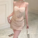 Spaghetti Strap Lace Mini Bodycon Dress
