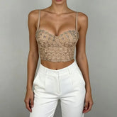 Plain Rhinestone Lace Bustier Top