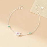 925 Sterling Silver Square Rhinestone Bracelet