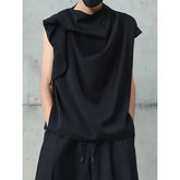 Sleeveless Draped Plain Top