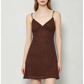 Spaghetti Strap V-Neck Polka Dot Mini A-Line Dress
