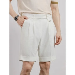 Mid Rise Plain Pleated Shorts