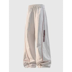 Drawstring Waist Contrast Trim Wide Leg Pants