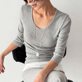 3/4-Sleeve Plain T-Shirt