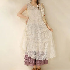 Sleeveless Lace Overall Dress