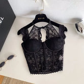 Sleeveless Lace Crop Bustier Top