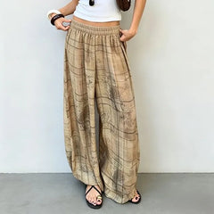 High Waist Plaid Loose-Fit Wide-Leg Pants