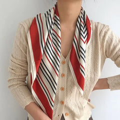 Striped Silk Square Scarf