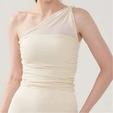 Sport Single Shoulder Plain Ruched Camisole Top