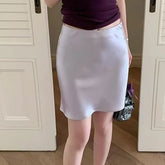 Mid Waist Satin Pencil Skirt