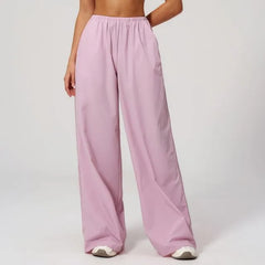 Elastic Waist Plain Wide Leg Sweatpants