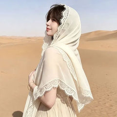 Plain Panel Lace Scarf