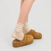 Platform Ruched Faux Suede Mules