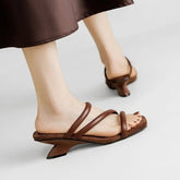 Wedge Faux Leather Slide Sandals