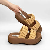 Double Strap Ruched Platform Sandals