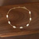 925 Sterling Silver Rectangle Station Chain Bracelet