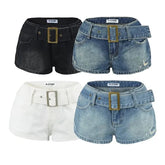 Belt Waist Denim Hot Pants