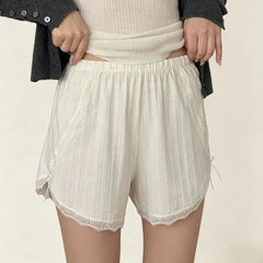 Elastic Waist Lace Trim Boyshorts