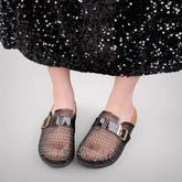 Platform Perforated Buckled Jelly Mules