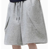 Drawstring Waist Plain Panel Sweat Shorts